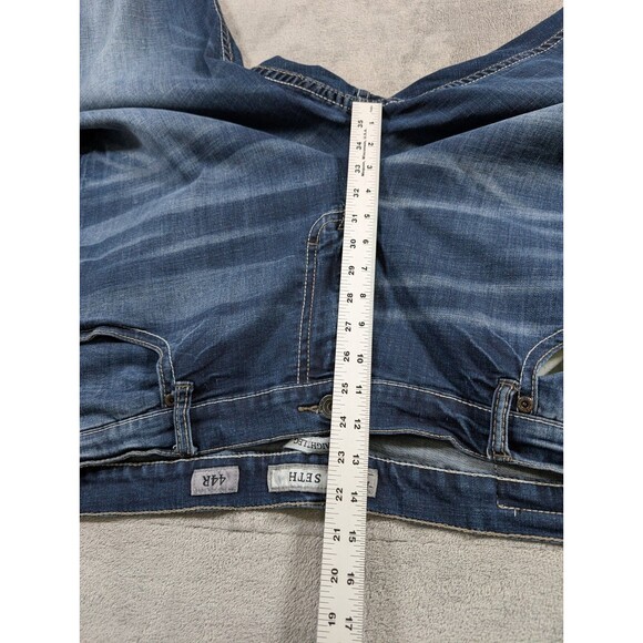 BKE Seth Straight Leg Jeans Mens 44x30 Blue Distressed Denim Buckle Casual - Picture 10 of 12